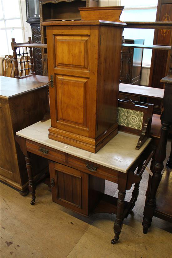Late Victorian marble top washstand & bedside cabinet